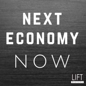 Gray square with the words “Next Economy Now.”